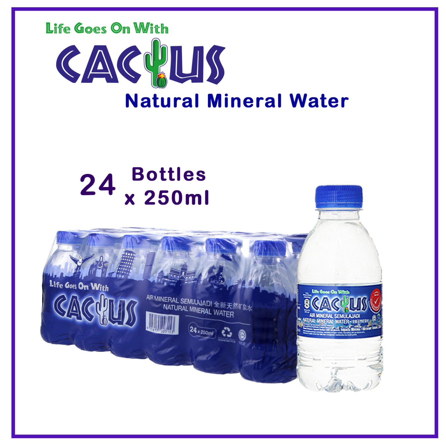 Cactus Brand – Natural Mineral Water 250ml x 24 [Mini Pocket Bottle)🌟 ...